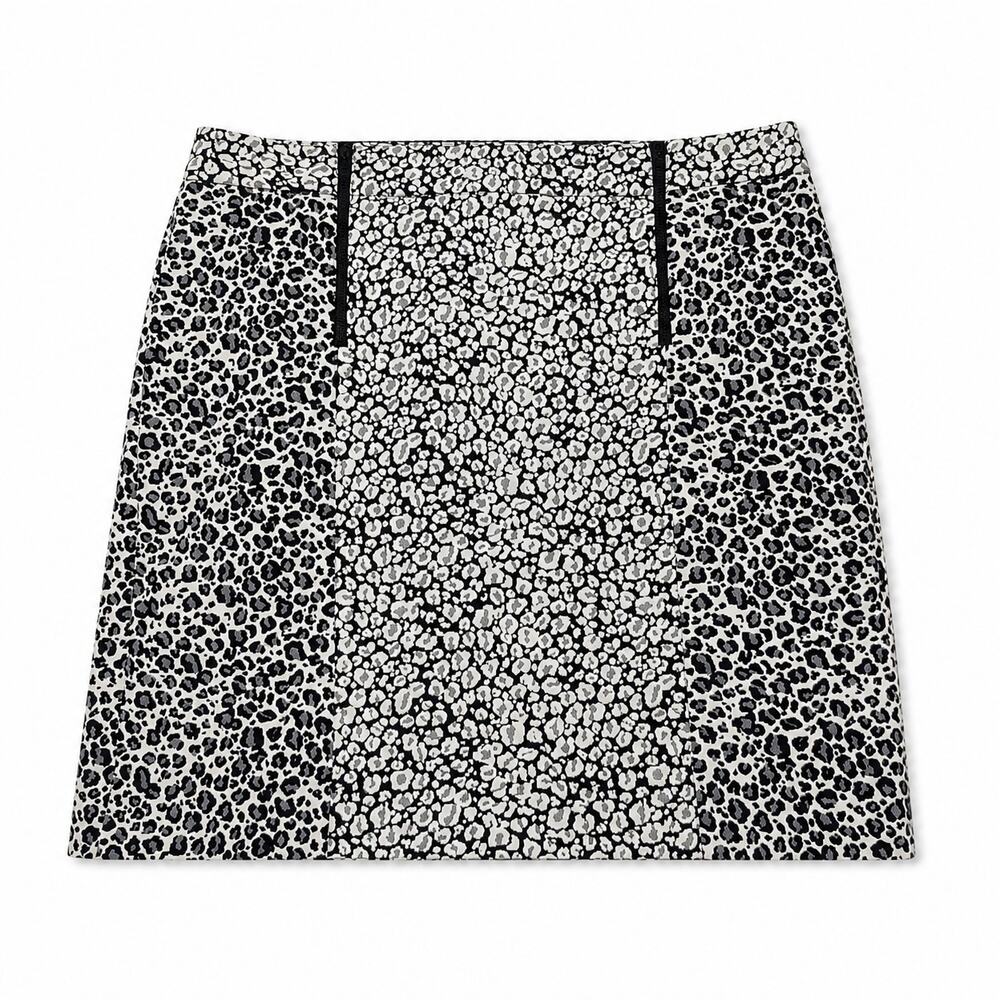 Ann Taylor Petite Leopard Print Mini Skirt 10P Zip Detail Mob‎ Wife Glam